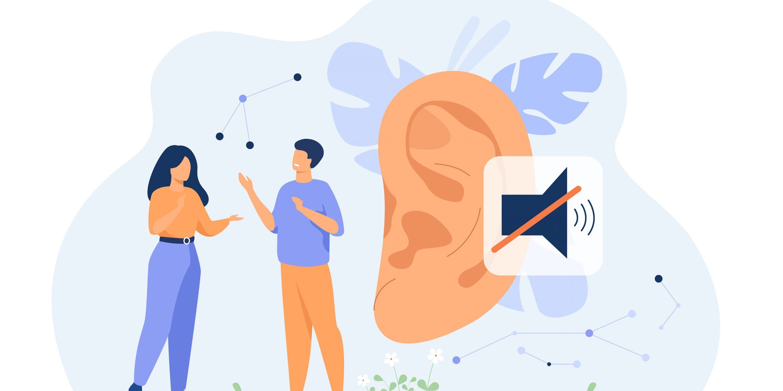 Couple of deaf people talking with hand gestures