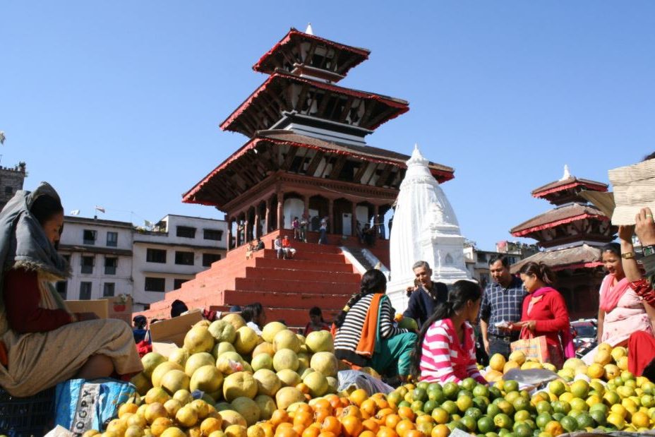 nepal Feira livre no Nepal.