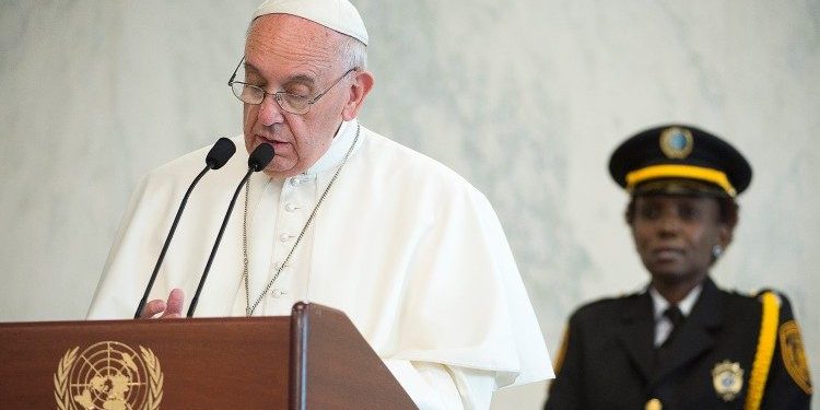 papa-onu Papa falando em evento da ONU
