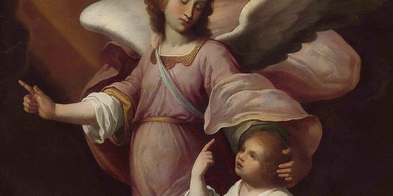 Anjo da guarda com uma criança