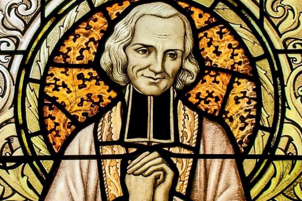 santos Ilustração em estilo de vitral de São João Vianney