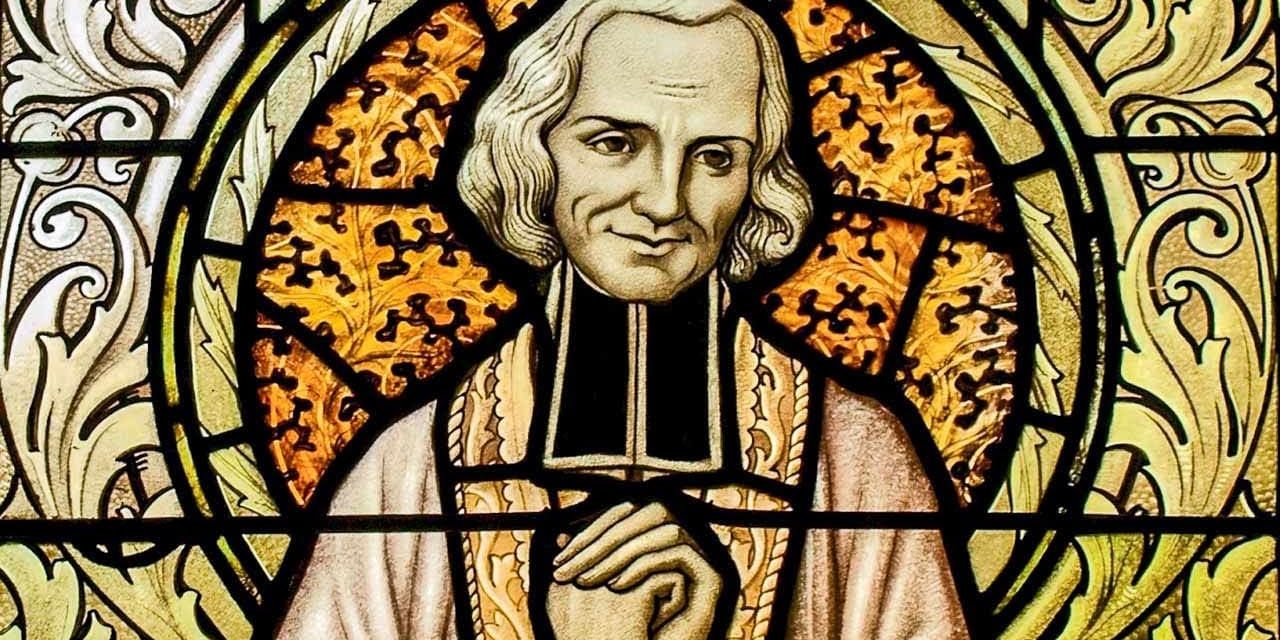 santos Ilustração em estilo de vitral de São João Vianney