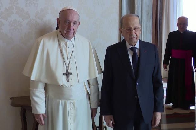 Pope Francis meets Lebanese President Michel Aoun in Vatican