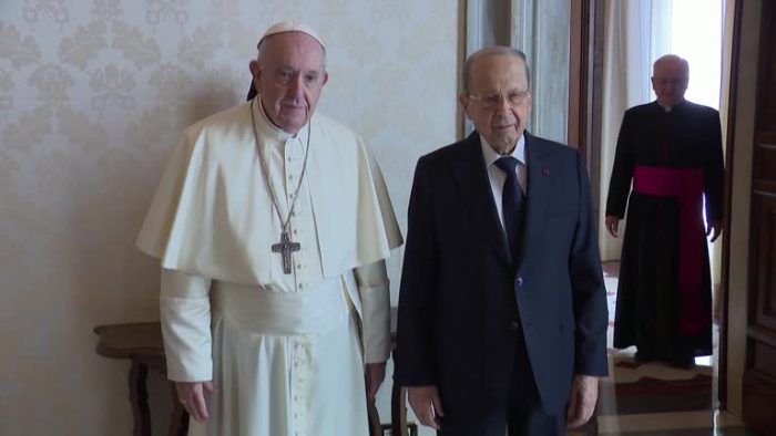 Pope Francis meets Lebanese President Michel Aoun in Vatican