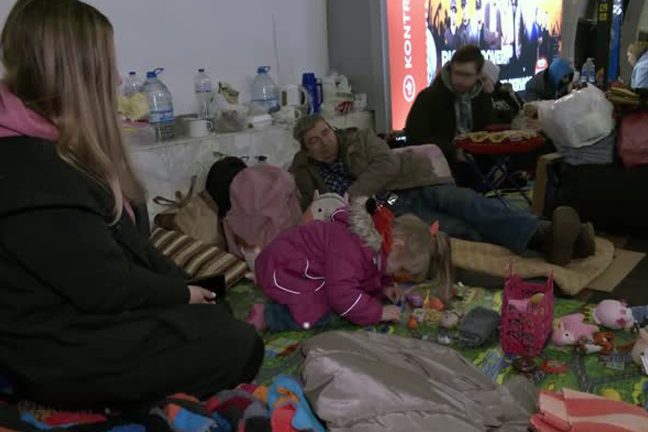 ‘We are all scared, especially little children” Kyiv residents sheltering in metro say