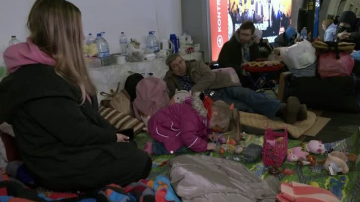 ‘We are all scared, especially little children” Kyiv residents sheltering in metro say