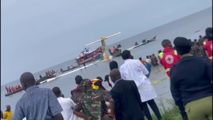 Bystanders aid crashed passenger plane on Lake Victoria in Tanzania